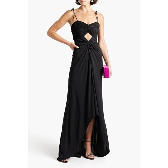 Cinq a Sept Harlin Black Cut-Out Hi-Low Evening Gown 6